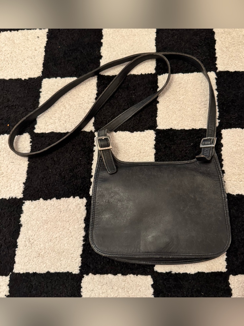 Vintage Coach 9142 Black Leather Crossbody Bag Small Messenger